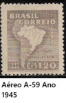 BRASIL SELO AÉREO RHM  A-59 - ANO  1945  -  EM ESTADO DE CONSERVAÇÃO CONFORME A FOTO EXIBIDA NUNCA CIRCULADA  LINDO