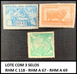 LOTE COM 3 SELOS RHM A 69 - RHM  A 67 E RHM C 118 - LOTE DE  SELOS  EM EXCELENTE  ESTADO DE CONSERVAÇÃO