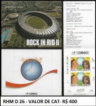 RHM CD 16 - VALOR DE CATÁLOGO R$ 400 - CADERNETA ROCK IN RIO EM ESTADO MINT DE CONSERVAÇÃO