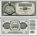 Yugoslavia Iugoslávia cedula de  500 Dinara do ano 1986 Nikola Tesla em flor de estampa