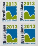 BRASIL 4 SELOS DA BRASILIANA 2013 NO RIO DE JANEIRO AUTO COLANTES  EM BÉLISSIMO ESTADO DE CONSERVAÇÃO