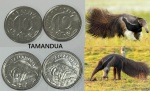 BRASIL - LOTE COM 2  MOEDAS FAUNA BRASILEIRA TAMANDUA  MOEDAS EM ESTADO DE CONSERVAÇÃO CONFORME A FOTO EXIBIDA FRENTE E VERSO !!!!!
