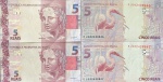 BRASIL  PAR DE CEDULAS LETRAS  E J   DO REAL DE 5 REAIS VALOR CAT R$ 90 REAIS EM ESTADO FLOR DE ESTAMPA DE CONSERVAÇÃO