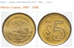 MEXICO MOEDA DE 5 CENTAVOS DE 1985 - EM ESTADO FLOR DE CUNHO  DE CONSERVAÇÃO !!