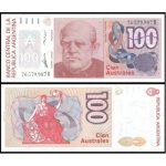 Argentina - P-327 Cédula de 100 Australes 1989 - Domingo Faustino Sarmiento - Flor de Estampa - América