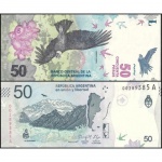 Argentina - P-363 Cédula de 50 Pesos 2018 - Condor Andino - Flor de Estampa - América