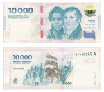 Argentina - P-369 Cédula de 10.000 Pesos 2024 Flor de Estampa -  Victoria Eugenia Villarruel e Santiago Bausili - América