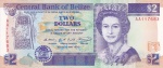 Belize - P-52a - Cédula de 2 Dollars 1990 Flor de Estampa - Cédula AA - Rainha - América