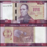 Libéria - P-31a - Cédula de 5 Dollars 2016 Flor de Estampa - África