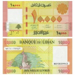 Libano - Cédula de 10.000 Livres 2021 - P-92c - Flor de Estampa