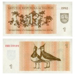 Lituania - Cédula de 1 Talonas 1992 - P-39a - Flor de Estampa