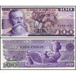 México - P-74c.22 - Cédula de100 Pesos 1982 V. Carranza - Série VG - Flor de Estampa - América