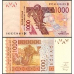 Niger - 615Hs - Cédula 1.000 Francs 2019 Flor de Estampa - W A S Banco dos Estados Africanos do Oeste - Letra H=Niger - Africa
