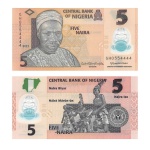 Nigéria - Cédula de 5 Naira 2022 - P-38m - Polímero - Flor de Estampa