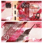 Quênia - Cédula de 50 Shillings 2019 - P-52a - Flor de Estampa