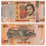 Serra Leoa - Cédula de 20 Leones 2022 - P-38a - Constance Cummings - Flor de Estampa