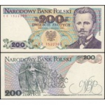 Polônia - P-144c - Cédula de 200 Zlotych 1988 Flor de Estampa - Jarosaw Dbrowski - Poland - Europa