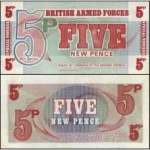 Reino Unido - P-M47 - Cédula de 5 New Pence 1972 Flor de Estampa - Cédula Militar - Europa
