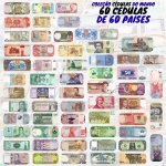 Conjunto com 60 Cédulas Estrangeiras de 60 Países - África, Ásia, Américas e Europa - 100% Flor de Estampa. Obs: Cédulas da Malásia, Mauritânia, Tailãndia, Nigéria e Romênia são de Polímero, A cédula de Zâmbia é Hibrida, Lista de Países, Continente, Valor e Pick das cédulas nas fotos 2 e 3: