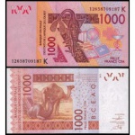 Senegal - P-715Kl - Cédula 1000 Francs 2012 Flor de Estampa - Cédula emitida pelo W A S Banco dos Estados Africanos do Oeste - Letra K=Senegal - Africa