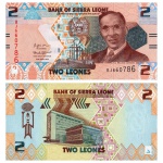 Serra Leoa - Cédula de 2 Leones 2022 - P-35a - Wallace Johnson - Flor de Estampa
