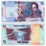 Serra Leoa - Cédula de 5 Leones 2022 - P-36a - Sengbe Pieh - Flor de Estampa