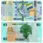 Serra Leoa - Cédula de 10 Leones 2022 - P-37a - National Map - Flor de Estampa