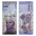 Venezuela - Cédula de 1000 Bolivares Forte 2017 - P-95b - Negro Primero - Flor de Estampa