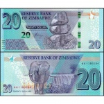 Zimbabwe - P-104a - Cédula de 20 Dollars 2020 Hibrida - Flor de Estampa - Africa