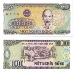 Vietnã - Cédula de 1000 Dong 1988 - P-106a - Flor de Estampa
