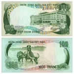 Vietnã do Sul - Cédula de 100 Dong 1972 - P31a - Flor de Estampa