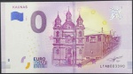 Zero Euro - Lituânia - Cédula de 0 Euro 2018 - Kaunas. Cédula original europeia emitida com autorização da Comunidade Econômica Europeia no valor de ZERO EURO em estado flor de estampa.