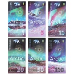 Artico - Série completa com 6 Cédulas de 1 a 100 Artic Dollar 2020 - Flor de Estampa