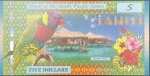 Tahiti - Cédula Fantasia de 5 Dollars 2015 Flor de Estampa - Oceania