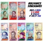 Venezuela - Set com 8 Cédulas - 2 a 500 Bolivares Soberanos 2018 - P-101 a P-108 - Flor de Estampa