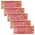 Antilhas Holandesas - 5 Cédulas de 1 Gulden 1970 - P20a - FE