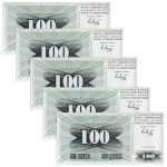 Bósnia Herzegovina - 5 Cédulas de 100 Dinara 1992 - P-13a - FE