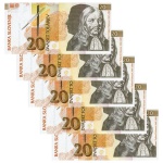 Eslovenia - 5 Cédulas de 20 Tolarjev 1992 - P-12a - Sequência - FE
