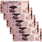 Iemen - 5 Cédulas de 100 Ryals 2018 - P-37a - Sequência - Flor de Estampa