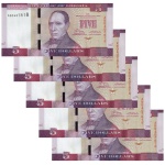 Libéria - 5 Cédulas de 5 Dollars 2016 - P-31a - Edward J. Roye - Sequência - FE