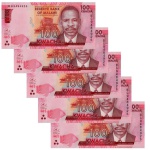 Malawi - 5 Cédulas de 100 Kwacha 2017 - P-65c - Sequência - Flor de Estampa