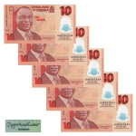 Nigéria - 5 Cédulas de 10 Naira 2024 - P-39n - Polímero - Sequência - Flor de Estampa