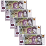 Paraguai - 5 Cédulas de 2000 Guaranis 2017 - P-228d - Polimero - FE