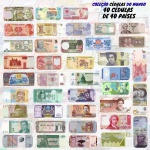 Kit com 40 Cédulas Estrangeiras de 40 Países  sem repetição - África, Ásia, Américas e Europa - 100% Flor de Estampa. Obs: Cédulas da Malásia, Nigéria e Romênia são de Polímero, A cédula de Zâmbia é Hibrida,