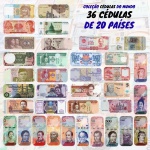 Kit com 36 Cédulas Estrangeiras de 20 Países - África, Ásia, Américas e Europa - 100% Flor de Estampa.Obs: As 2 Cédulas da Nigéria são de Polímero. Lista de Países, Continente, Valor e Pick das cédulas nas Fotos 2 e 3: