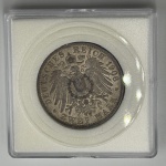 Moeda Alemanha Império Prussia. Cidade de Hamburgo. 2 marcos, 1906J. Brilho original. Prata 900, 11.11 g - FC