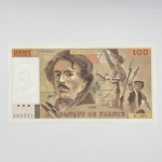 Cédula França, 100 francos, 1991. Estimativa catálogo 70 dolares americanos - SOB/FE