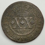 Moeda XX, 1802 S/L. Cobre colonial. Oferta - MBC