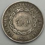 Moeda 500 réis, 1860. Valor em metal dia 25/01/2026 102,60 reais