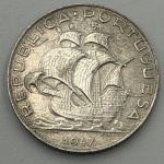 Moeda 5 escudos, prata 650, peso 6.7 g. 76,00 reais em prata (25/01/26). Oferta - SOB/FC